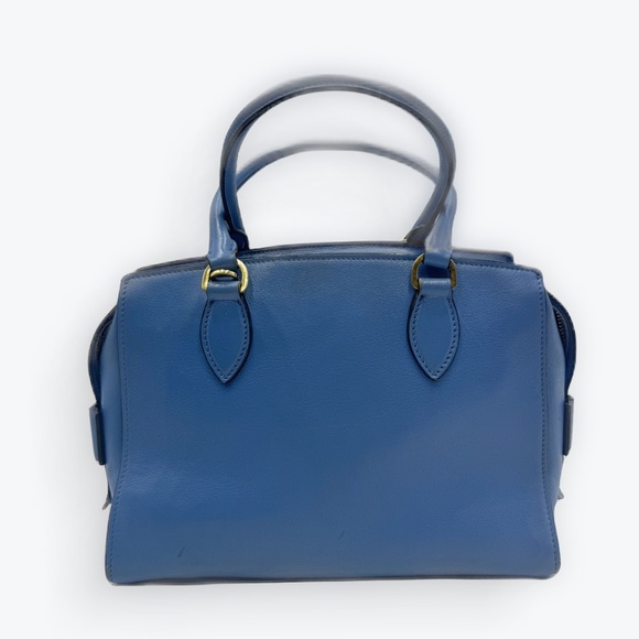 Auth Prada Small Blue Vitello Daino Convertible 2way Satchel Preloved Purse Ex+ - Picture 3 of 16